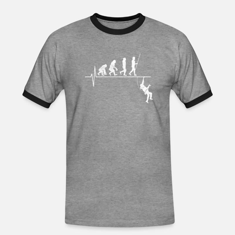 Klettern Evolution Geschenk - Männer Kontrast-T-Shirt - Grau meliert/Schwarz