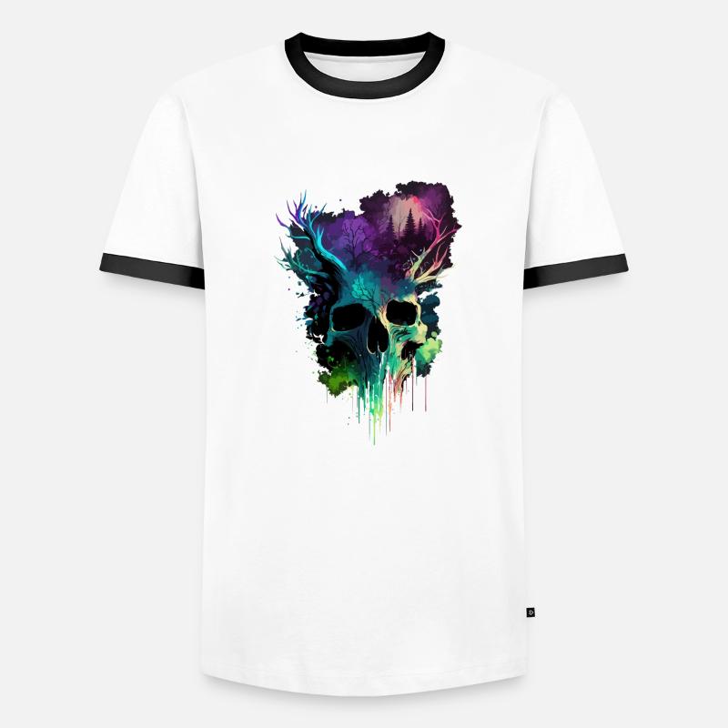 Crâne avec cornes colorées T-shirt contrasté Homme