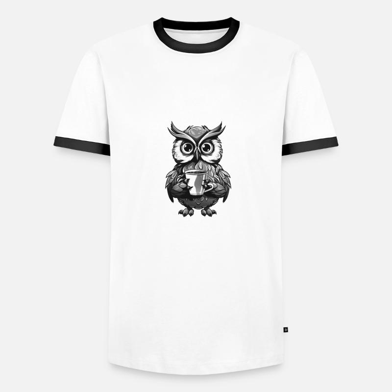 Kaffee ist Eule, die ich rolle Männer Kontrast-T-Shirt