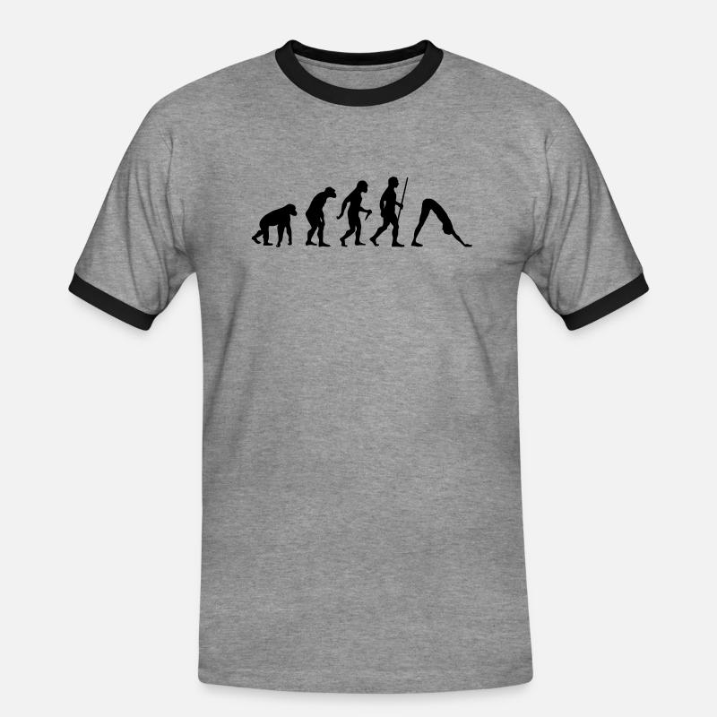 Evolution - Yoga - Männer Kontrast-T-Shirt - Grau meliert/Schwarz