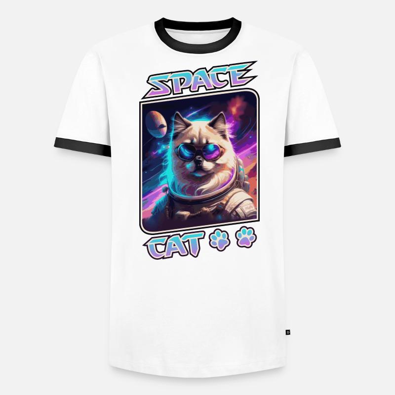 Chat de l'espace - sacré de Birmanie T-shirt contrasté Homme