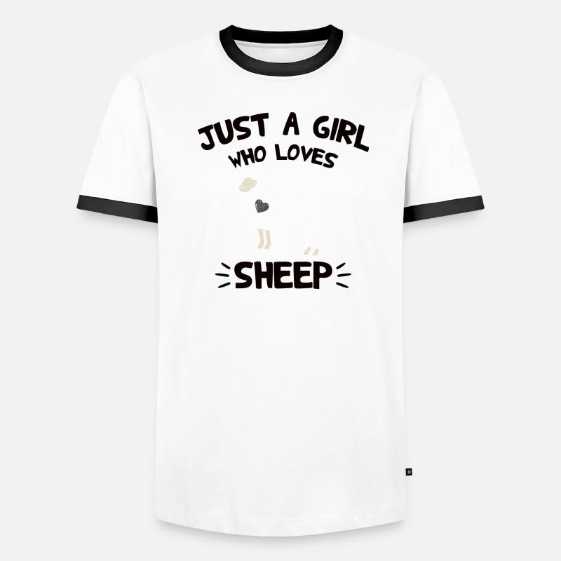 Nur ein Mädchen das ein Schaf mag Männer Kontrast-T-Shirt