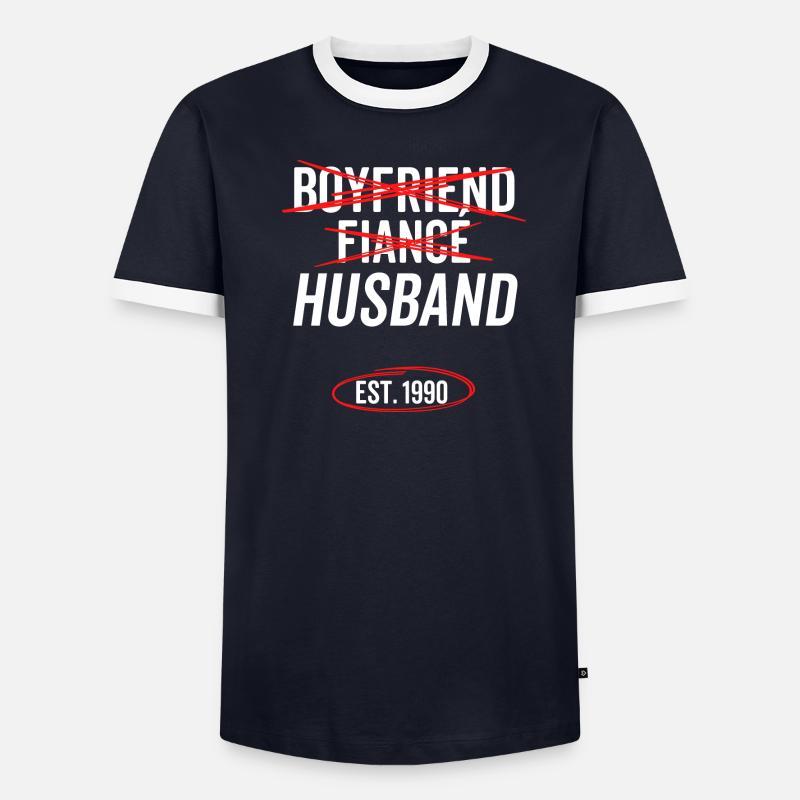 Freund Verlobter Ehemann Est 1990 Männer Kontrast-T-Shirt