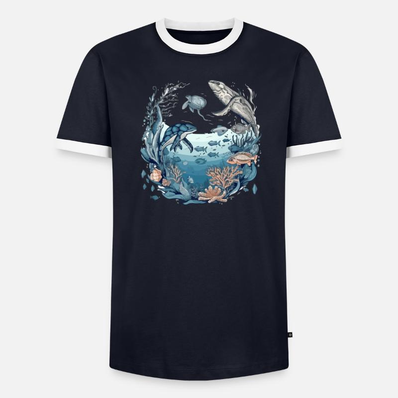 Créatures de la mer T-shirt contrasté Homme