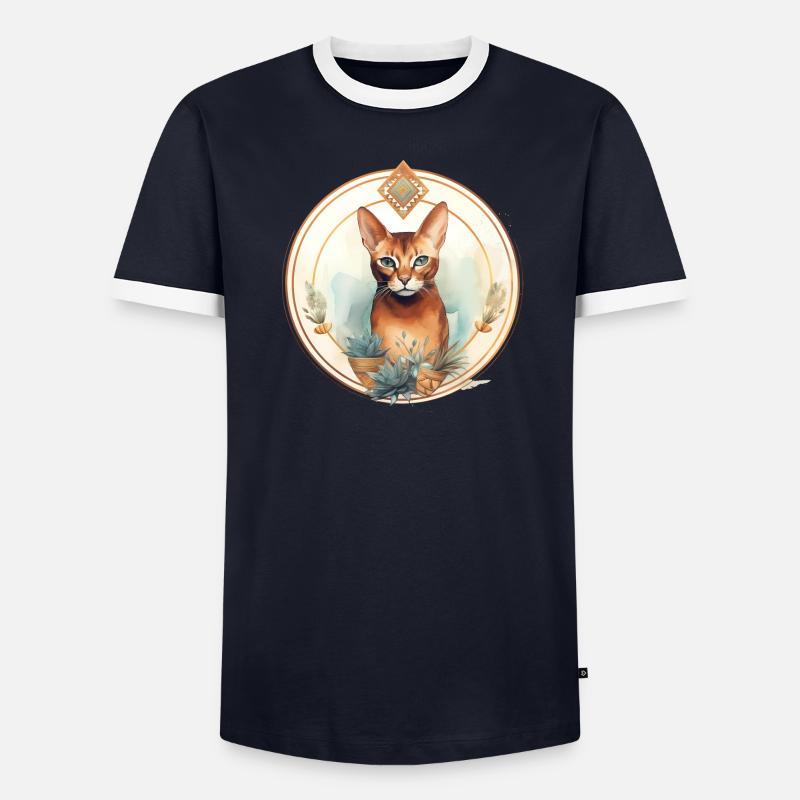 Chat d’Abyssinie Boho Elements, amoureux des chats T-shirt contrasté Homme