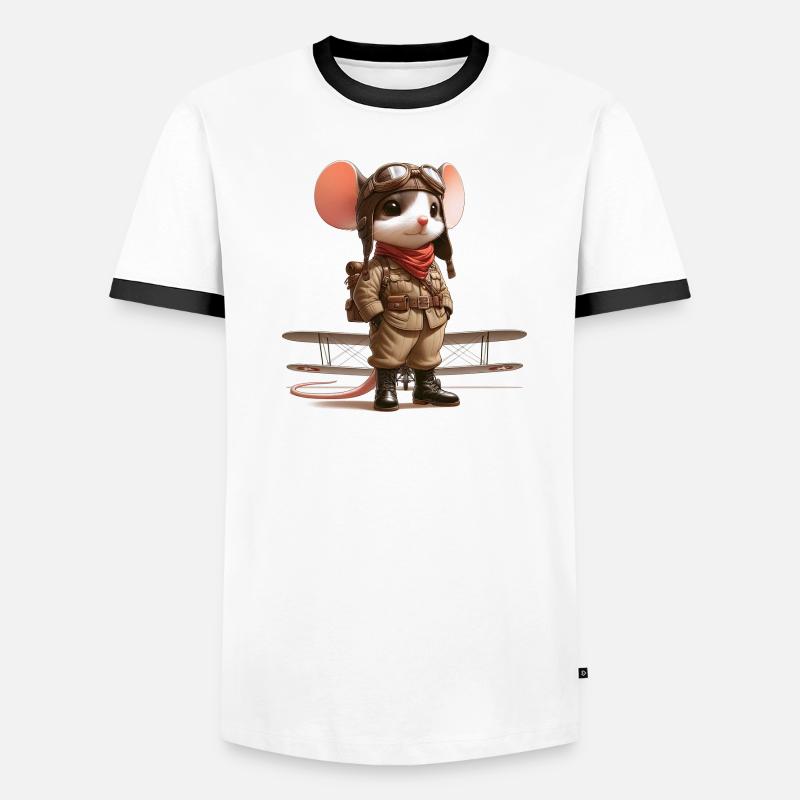 Cute Mouse Pilot Men's Ringer Shirt