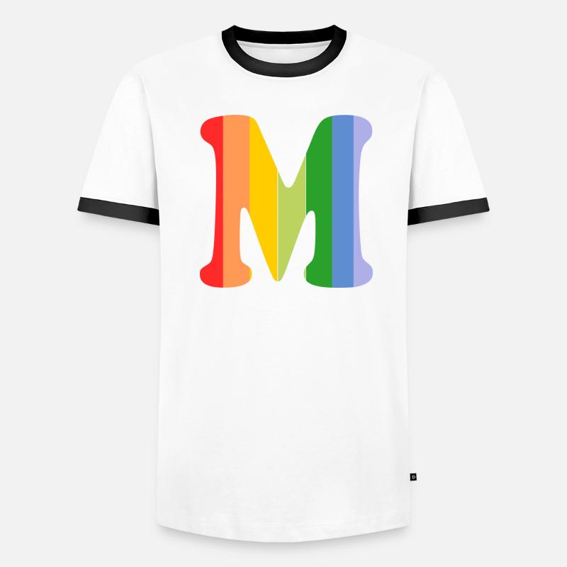 Buchstabe M Regenbogen Männer Kontrast-T-Shirt