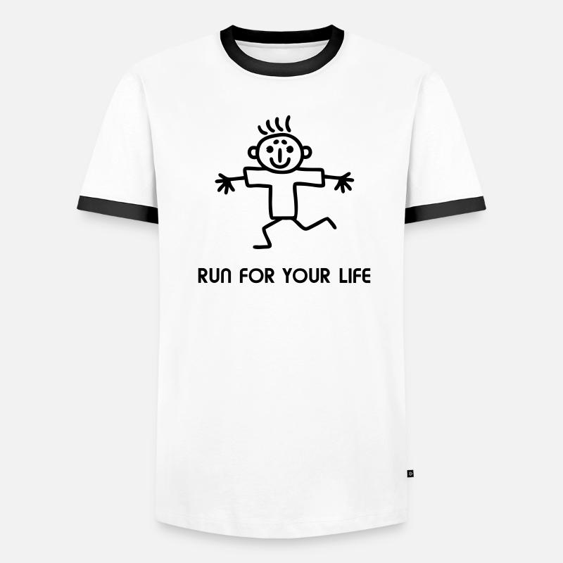 Strichmännchen run Männer Kontrast-T-Shirt