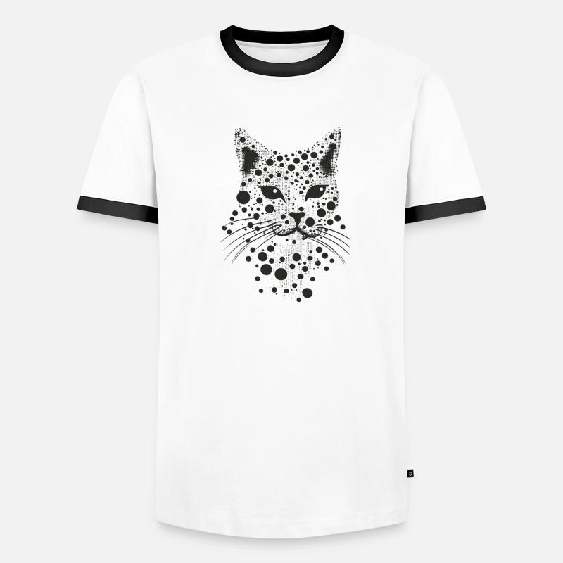 Visage de chat de chat dans la conception de points T-shirt contrasté Homme