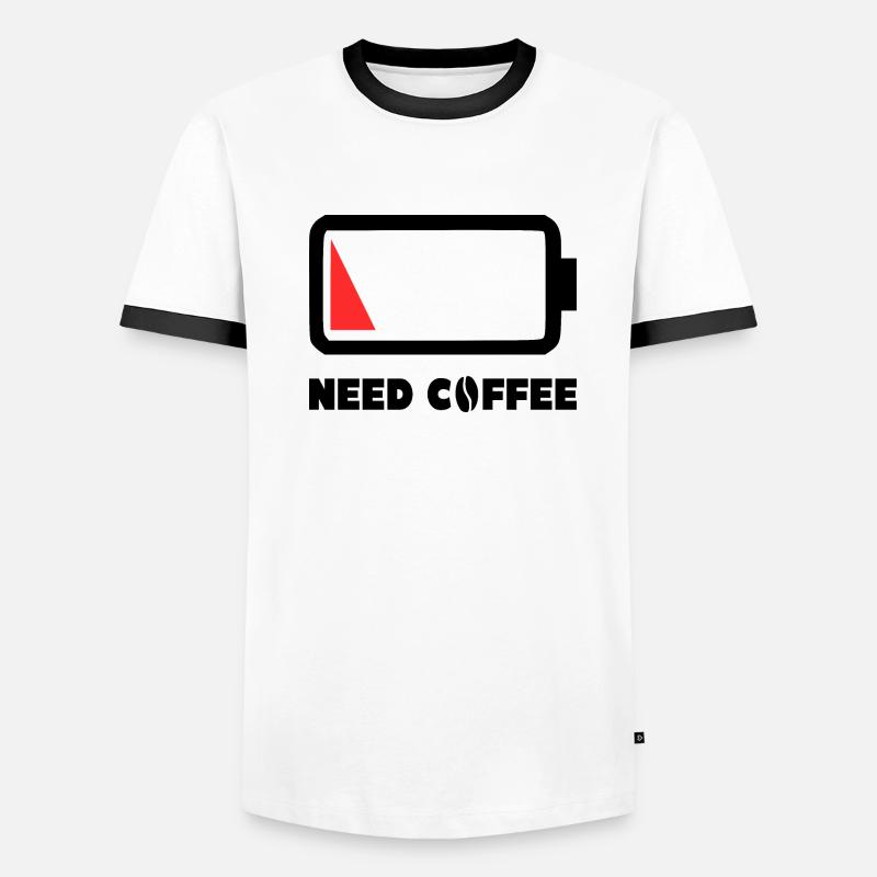 Need Coffee Battery Indicator Gift Men's Ringer Shirt