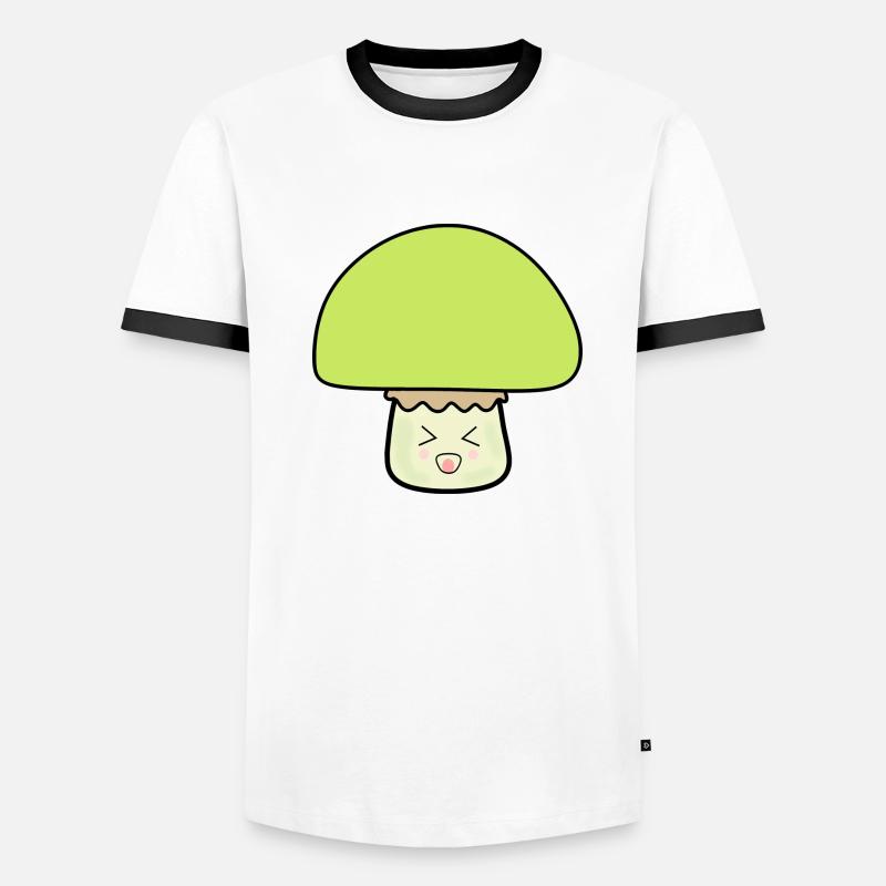 Champignon vert mignon avec visage T-shirt contrasté Homme