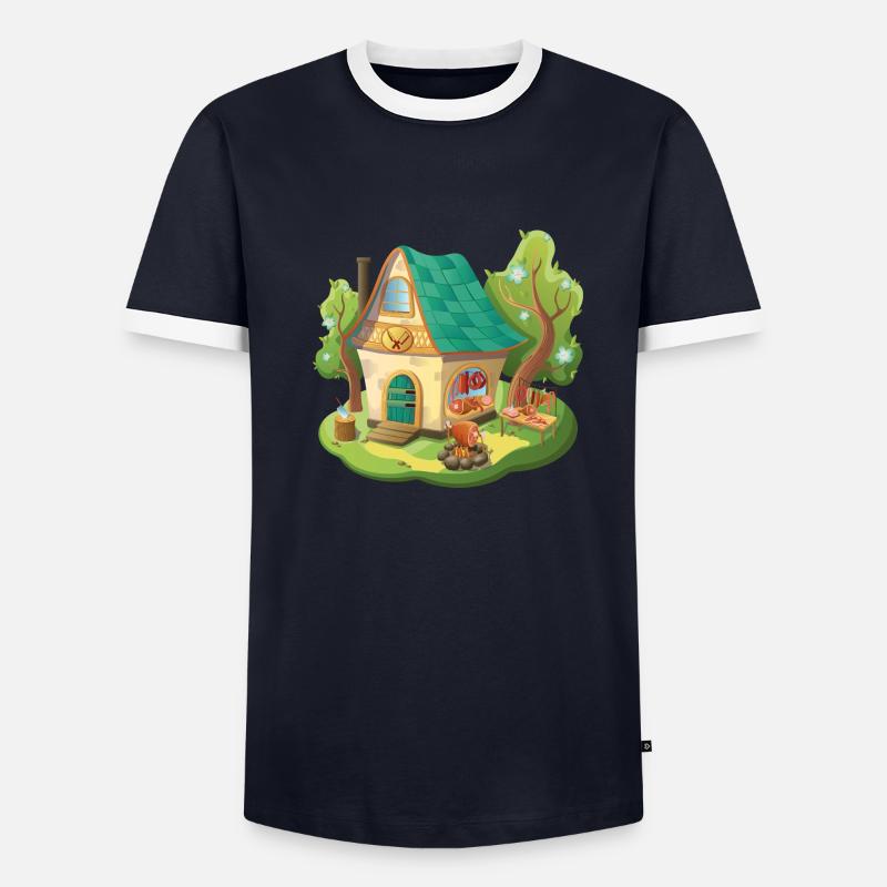 Märchen Haus Metzger Fleischerei Männer Kontrast-T-Shirt