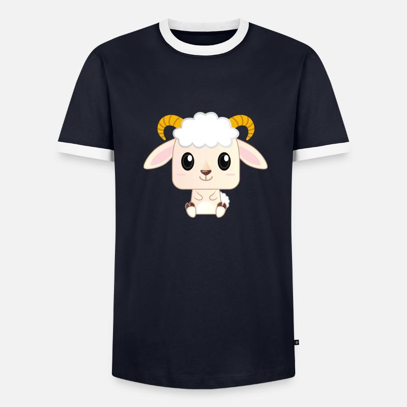 Dessin animé mignon bébé chèvre T-shirt contrasté Homme