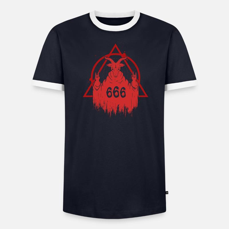 Rock with the Devil - 666 - Männer Kontrast-T-Shirt - undefined