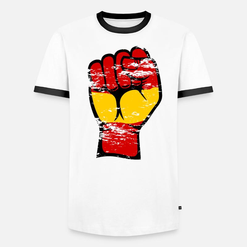 Espagne Drapeau Poing Main Utilisé Symbole T-shirt contrasté Homme