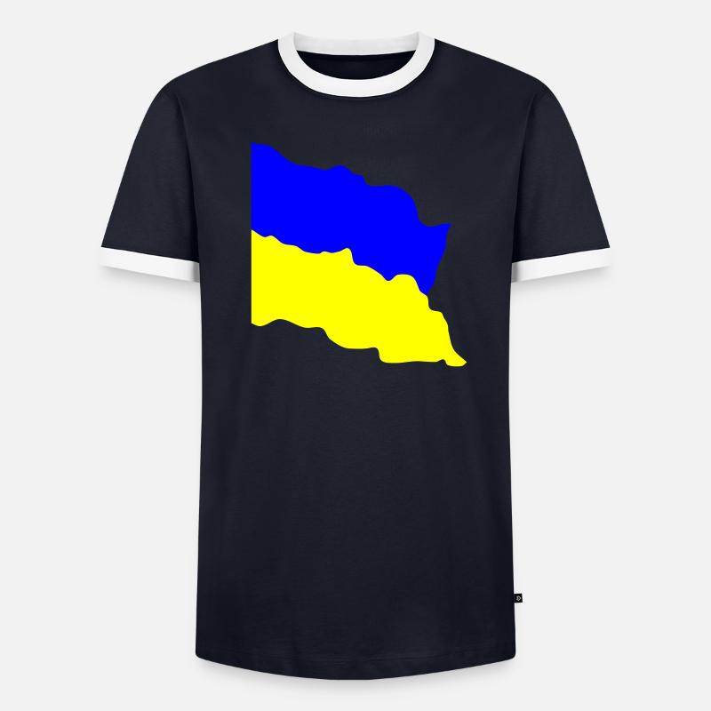 Drapeau de l’Ukraine agitant dans le vent T-shirt contrasté Homme