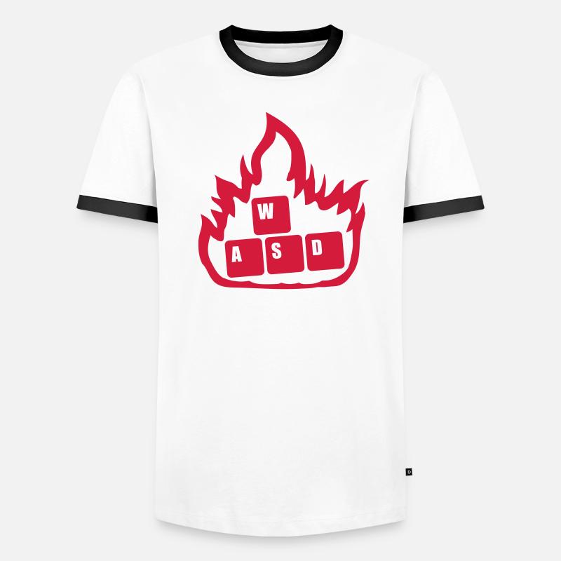 Flame Nerd Computer WASD Men's Ringer Shirt
