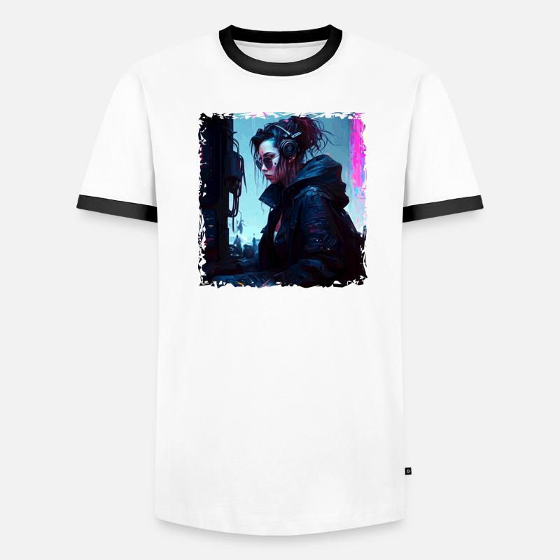 Sci-Fi Technikfreak in dystopischer High Tech Welt Männer Kontrast-T-Shirt