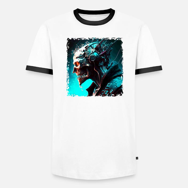 Cyborg oder Monster als Cyber Android der Zukunft Männer Kontrast-T-Shirt