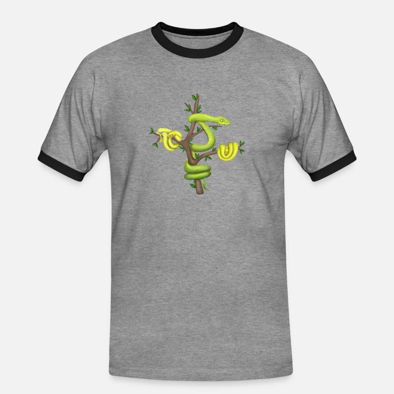Der Grüne Python - Baumpython - Männer Kontrast-T-Shirt - Grau meliert/Schwarz