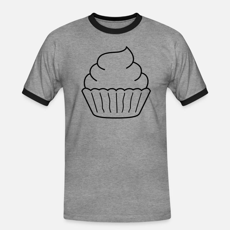 cupcake - Men's Ringer Shirt - heather grey/black