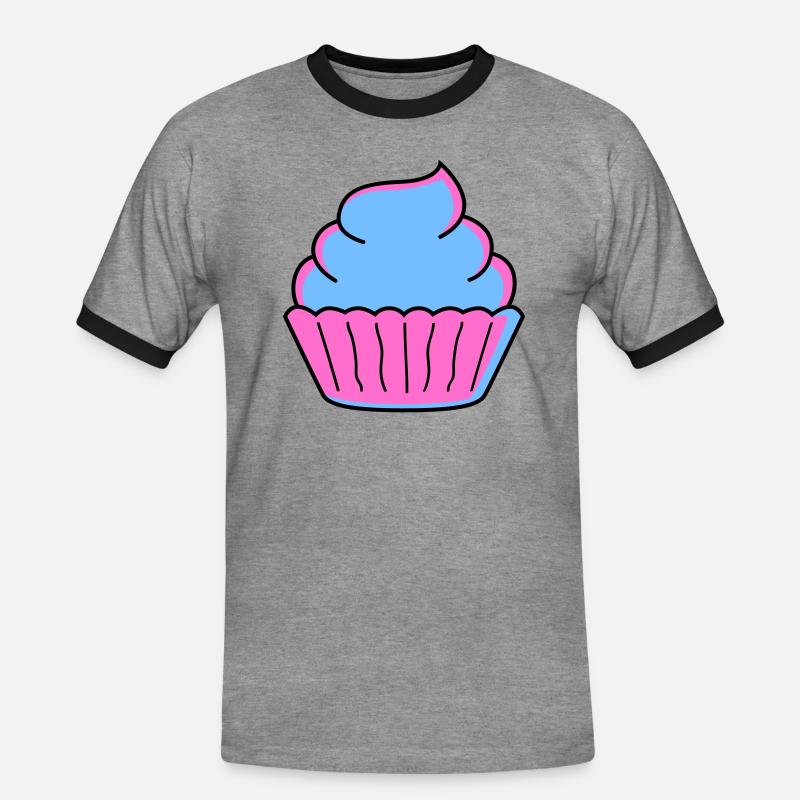 cupcake - Men's Ringer Shirt - heather grey/black