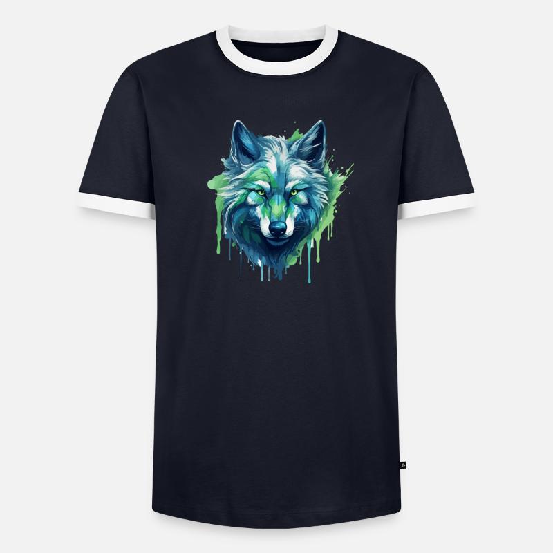 Blauer Wolf Männer Kontrast-T-Shirt