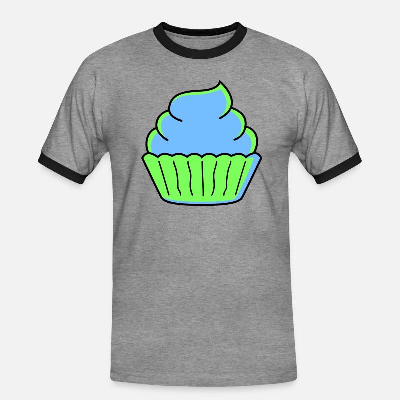 cupcake - Men's Ringer Shirt - heather grey/black