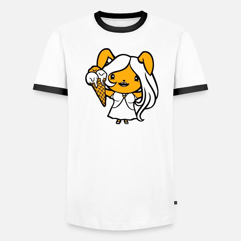 Hase isst Eis Waffel Eiscreme lecker Mädchen Frau Männer Kontrast-T-Shirt