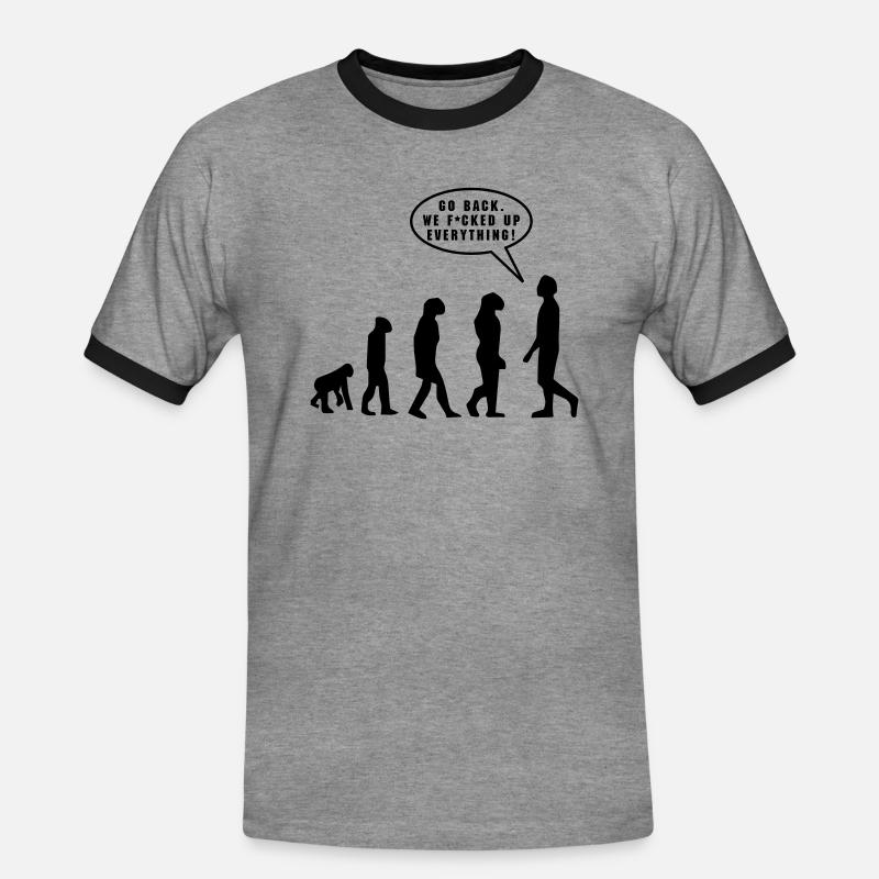 Evolution - Männer Kontrast-T-Shirt - Grau meliert/Schwarz