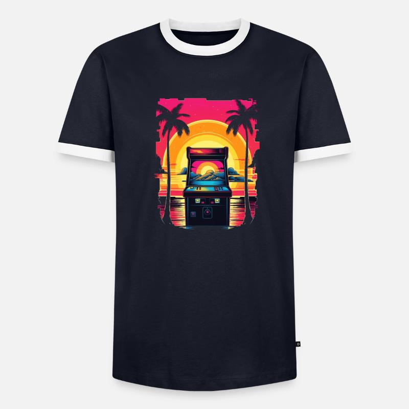 Pixel-Arcade-Controller Konsolenspieler-Abenteuer Männer Kontrast-T-Shirt