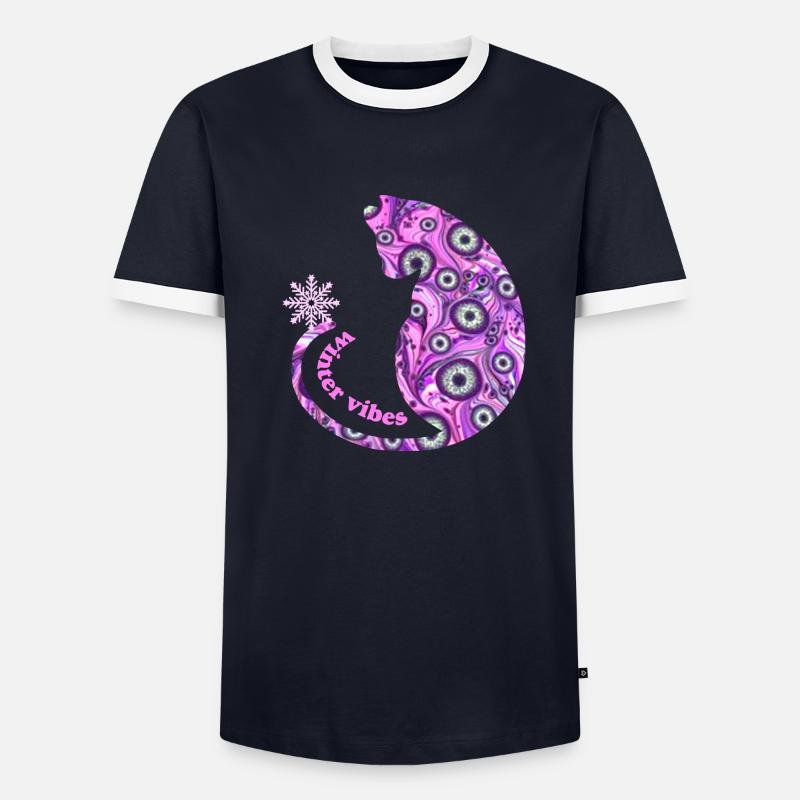Cat with snowflake E 6 - Men's Ringer Shirt - undefined
