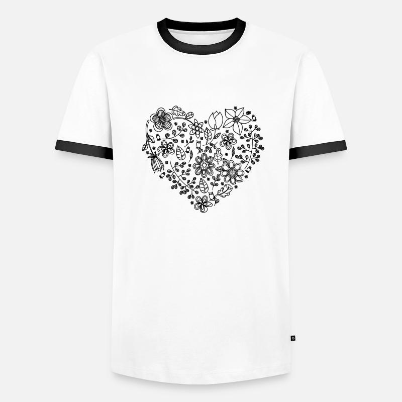 Blumenherz Männer Kontrast-T-Shirt