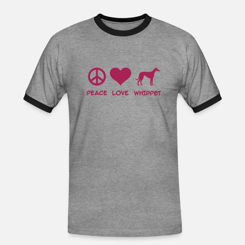 Whippet - Männer Kontrast-T-Shirt - Grau meliert/Schwarz