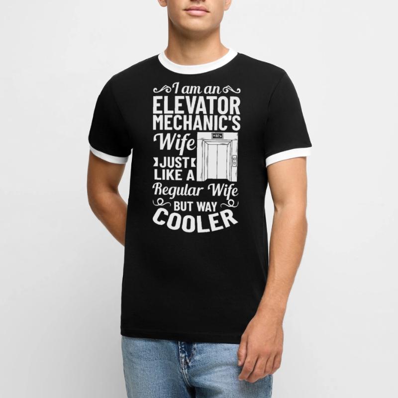Elevator Elevator System Technician Woman Elevator Elevator Men's Ringer Shirt