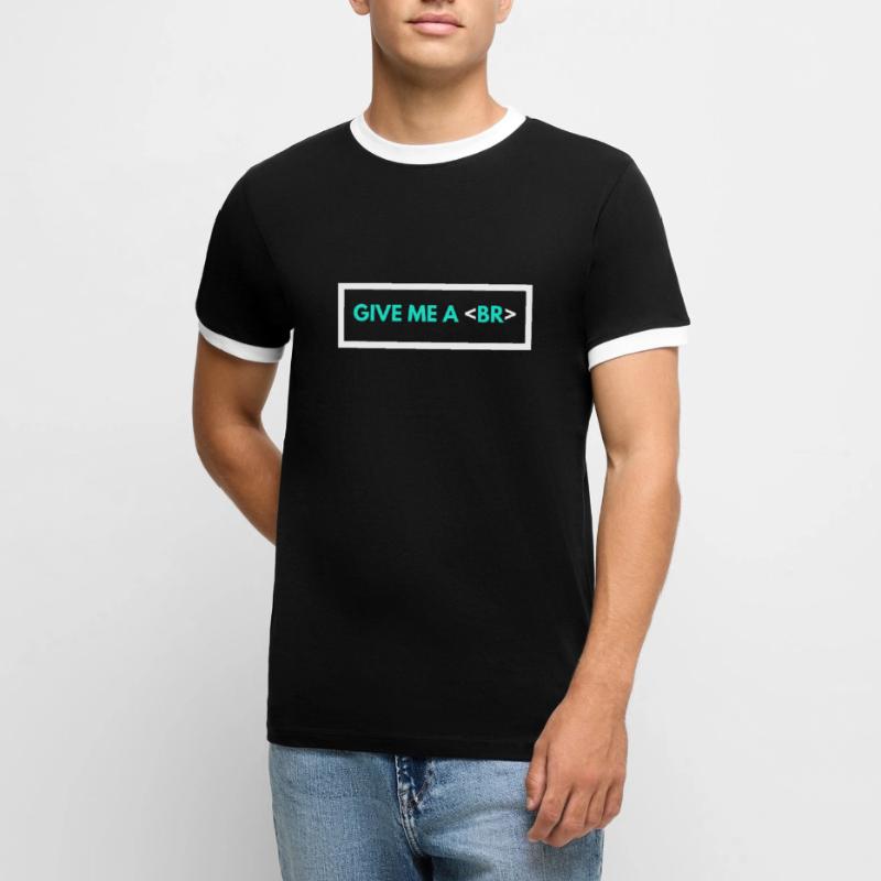 Coding Humor Funny Programmer Gift HTML Break Tag Men's Ringer Shirt