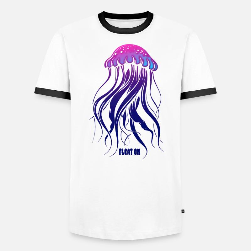 Float on, jellyfish with tentacles, sea creatures Men's Ringer Shirt