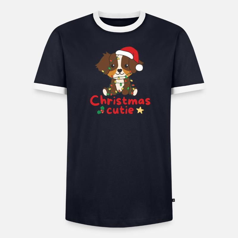 Chiens de berger australiens Mignon de Noël T-shirt contrasté Homme