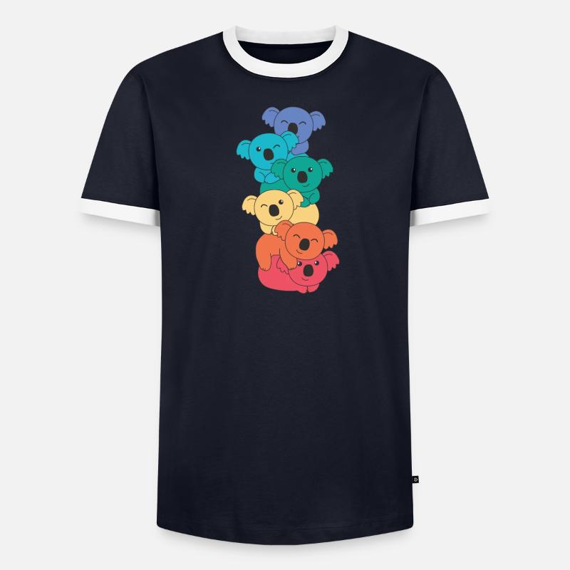 Rainbow Flag Pride LGBTQ Mignon Koala Stack T-shirt contrasté Homme