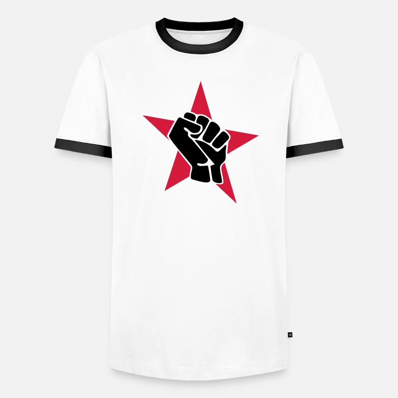 Roter Stern mit Faust Männer Kontrast-T-Shirt