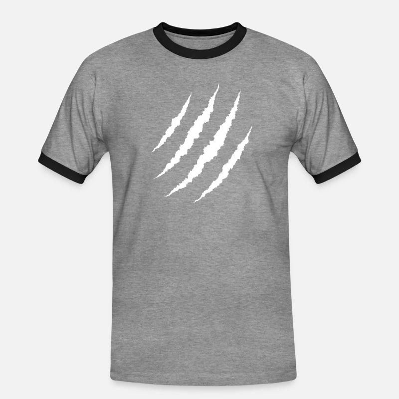 White scratches - Men's Ringer Shirt - heather grey/black