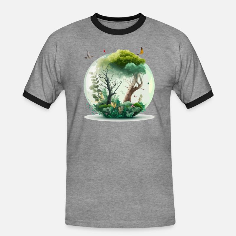 Der Miniaturwald - Männer Kontrast-T-Shirt - Grau meliert/Schwarz