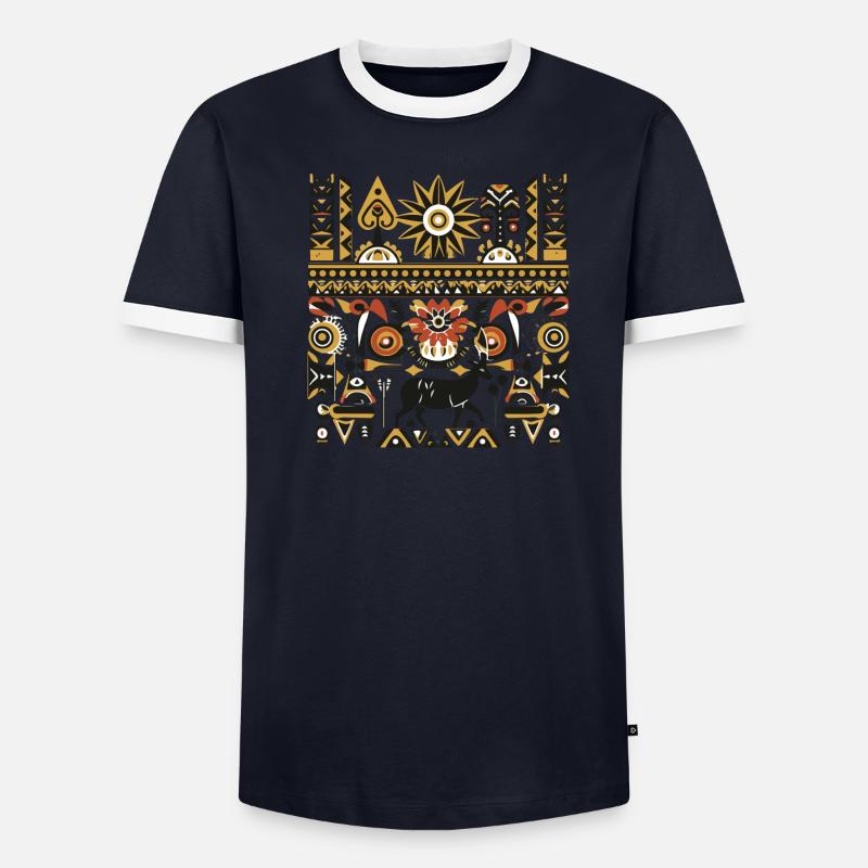 Afrikanische Folklore Männer Kontrast-T-Shirt