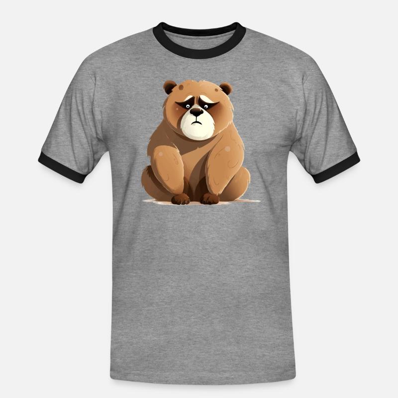 Bibi the grumpy bear - Men's Ringer Shirt - heather grey/black