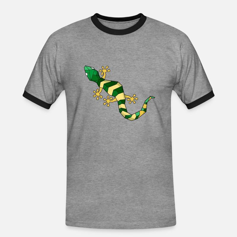 Geometrisch Eidechse - Männer Kontrast-T-Shirt - Grau meliert/Schwarz
