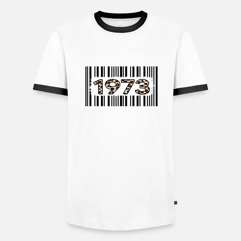 1973 anniversaire 49 ans code-barres léopard T-shirt contrasté Homme