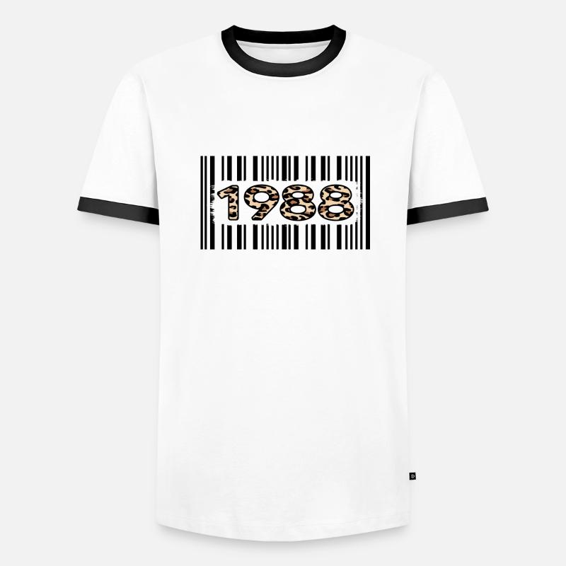 1988 anniversaire 34 ans anniversaire code à barres léopard T-shirt contrasté Homme