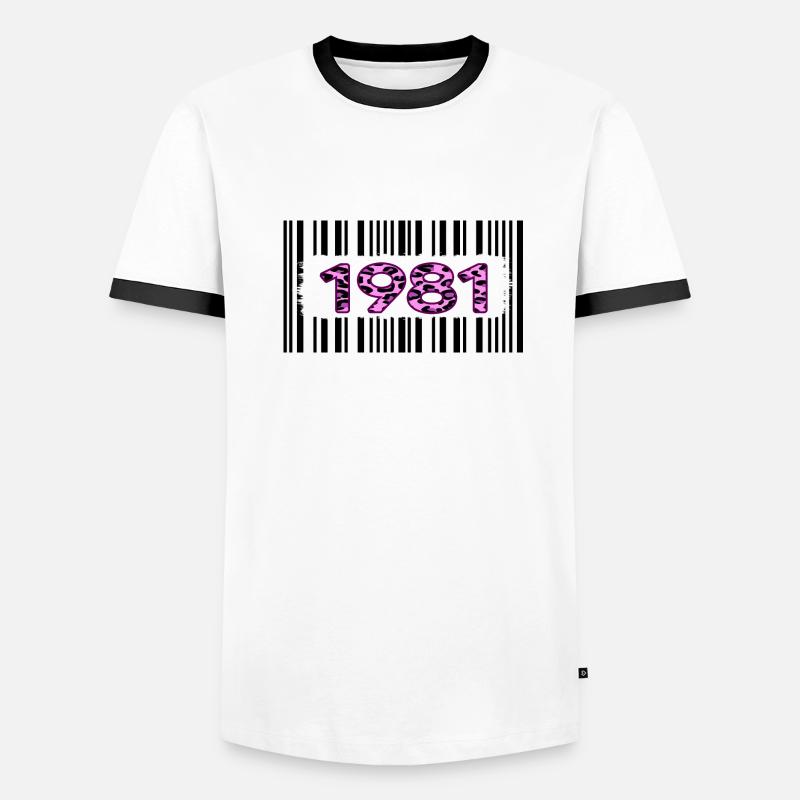 1981 Anniversaire Barcode Pink Leopard T-shirt contrasté Homme