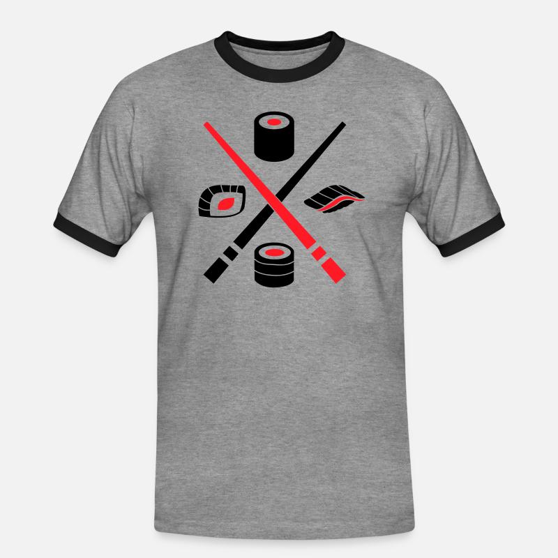 Sushi Logo - Men's Ringer Shirt - heather grey/black