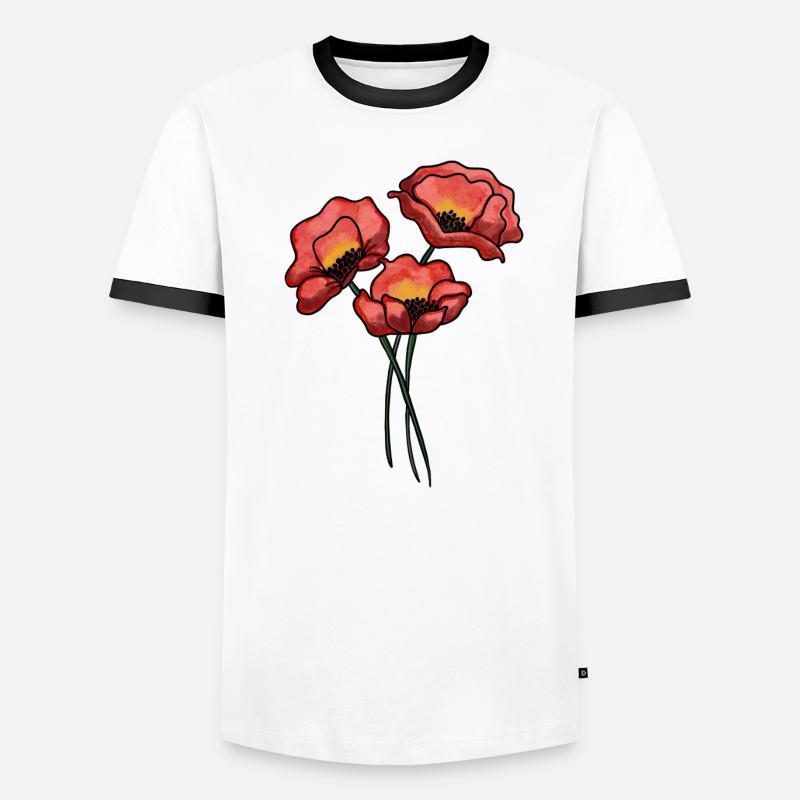 Mohnblumen Männer Kontrast-T-Shirt